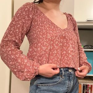 LA hearts smocked long sleeve top